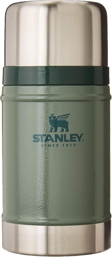 STANLEY Vacuum Insulated Large Food Jar, 18/8 Stainless Steel Food Jar for Cold and Hot Food, Soup Thermos with Leak Proof Lid Doubles as Cup, Wide Mouth Food Thermos (24 Ounces, Hammertone Green)