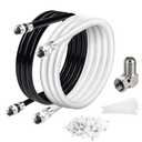 Elecan 3 Ft/1  Pack RG6 Coaxial Coax Cable Connectors Set, Quad Shielded High-Speed Internet 3 GHZ, Broadband Digital TV Aerial, Soft Satellite Cable Extension Double Rubber O-Ring+ Adapter+Ties+Clips