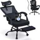 Ergonomic Office Chair with Footrest - Adjustable Lumbar Support & 3D Headrest, 90-160° Reclining Mesh High-Back Rolling Work Swivel Computer Chair-400lbs Capacity