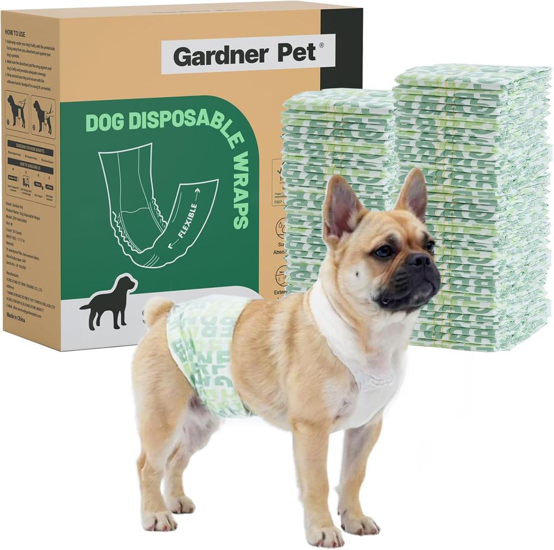 Gardner Pet Male Dog Diapers Disposable 30 Ct, Male Dog Wraps with Wetness Indicator & Flashdry Gel Technology, Dog Diapers Male for Puppy Training, Marking, Incontinence, Travel - Small, 30ct (11-17" Waist)