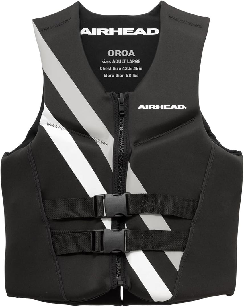 Airhead ORCA Kwik-Dry NeoLite Flex Life Jacket for Adults - USCG Approved Life Vest for Men, Women, Youth & Child, Watersports Vest for Boating, Tubing & PWC, Large