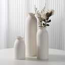 CEMABT White Ceramic vase Set-3 Flower vases for Decor,Modern Boho Farmhouse Home Decor,Decorative vase for Pampas Grass&Dried Flowers,Idea Shelf,Table,Bookshelf