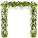 Dolicer Wisteria Artificial Flower Garland 2Pcs Total 12Ft, White Silk Wisteria Hanging Flowers for Wedding Arch, Outdoor Ceremony, Garden, Porch Decor (2 Pcs)