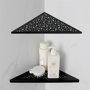 Matte Black Corner Shower Shelf 10" Triangular Stainless Steel Bathroom for Tiled Wall, 2 Pack No Drilling
