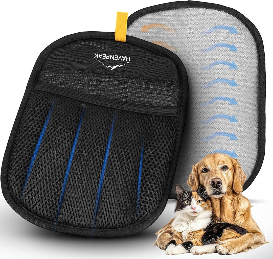 2 x Pet Hair Remover Glove Reusable Electrostatic Pet Hair Removal Glove for Furniture, Carpet & Car Upgraded Design Cat & Dog Hair Mitt for Cleaning (Black)