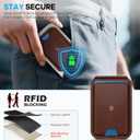 SHIELDON Genuine Leather Strong Magnetic Wallet for MagSafe, Phone Wallet Stand for Men Women, 6 Card Holders, Angle Adjustment, RFID Blocking, Compatible with iPhone 17/16/15/14/13/12 Series - Coffee