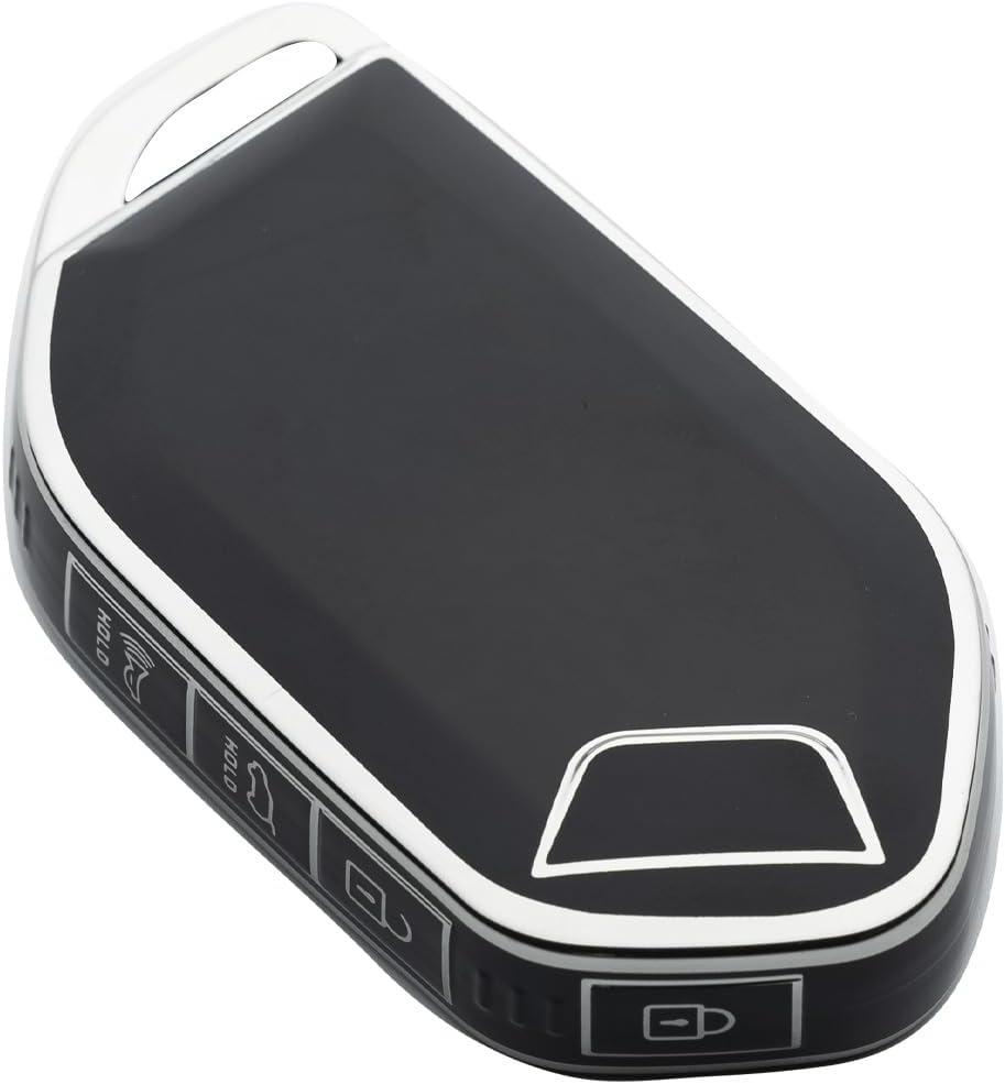 Key Fob Cover Fit for Kia Telluride Sorento 2023 2024 2025 K5 GT Sorento EV5 Smart Key (Silver and Black)