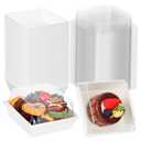 TEMLQPACK 50Pack 4 Inch Charcuterie & Cookies Boxes with Clear Lids - Bakery, Chocolate Covered Strawberries, Mini Cake, Pie & Cinnamon Roll Treat Boxes for Parties