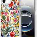 MOSNOVO Case for iPhone 16e, [Buffertech 6.6ft Military-Grade Drop Protection] [Anti Peel Off Tech] Clear TPU Bumper Phone Case Cover Design - in The Garden