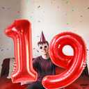 KatchOn, Giant 19 Birthday Balloons Red - 40 Inch | 19 Balloons for 19th birthday decorations | Red 19 Balloon Number | 19th Birthday Balloons for 19 Year Old Birthday Party Decorations