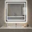 NEWBULIG 36"x36" Smart Anti-Fog LED Bathroom Mirror with Front Light & Backlit, 3 Color Modes, Dimmable, Memory Function, Wall-Mounted Modern Rectangular Vanity Mirror, White