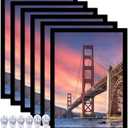 6 Sets 8x11 Picture Frame, Frames for 8 x 11 Canvas Collage Photo Poster Certificate Wall Gallery, High Transparent Horizontal Vertical Black 8 by 11 Inches