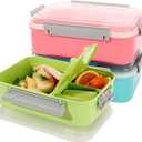 3 Pack Sandwich Container,Reusable Sandwich Containers for Lunch Boxes,Plastic Sandwich Box Tupperware for Kids Adults, Divided Salad Bento Box Food Meal Prep Container for School, Office,Travel, 40oz