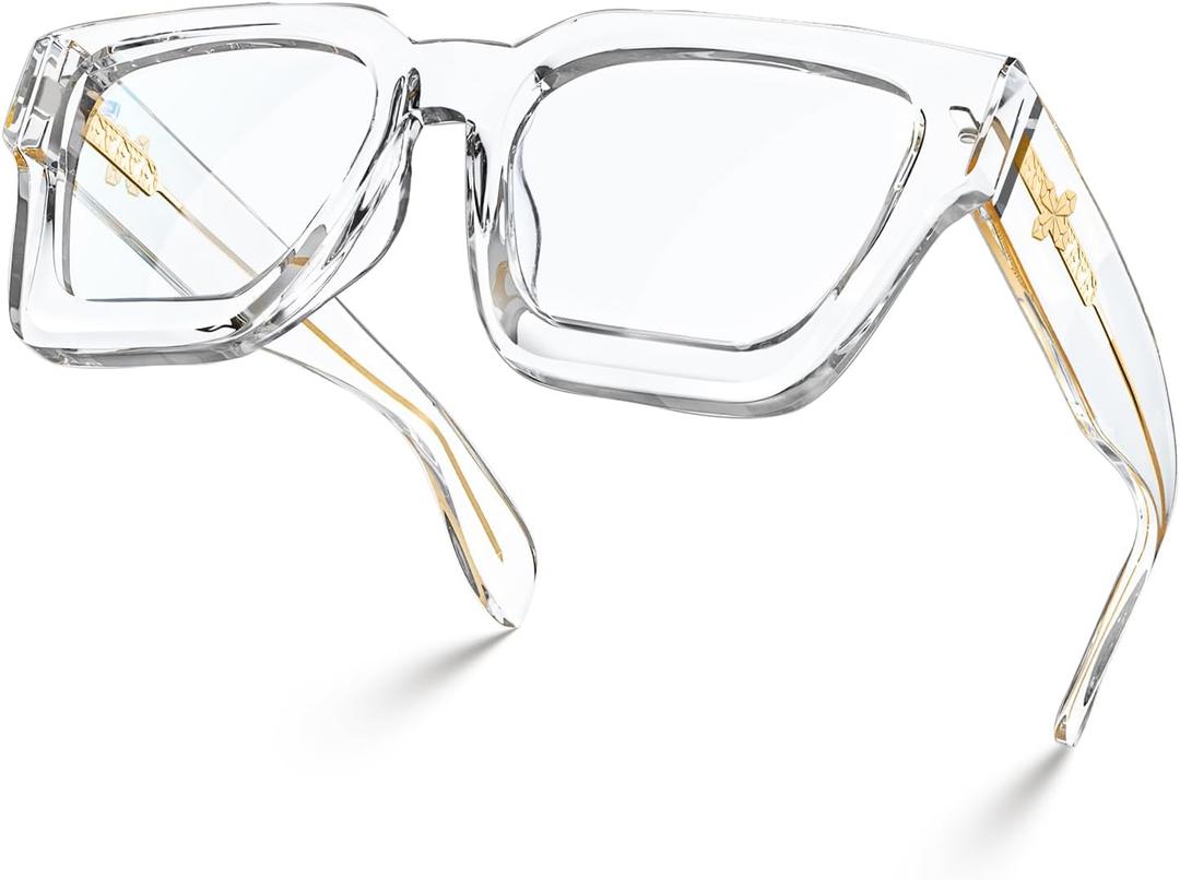VISOONE Blue Light Blocking Glasses with TR90 Rectangle Frame and Chic Preppy Look for Women Men RIVER (Clear)