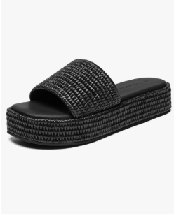 Athlefit Women's Slip On Platform Sandals Casual Bohemia Open Toe Summer Beach Flatform Slide Sandals, Size 10