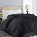 EASELAND Oversized Queen Down Alternative Comforter - Quilted Duvet Insert for All Seasons, Soft Lightweight with Corner Tabs, Summer Winter Warm Bedding, Black 9898 Inches
