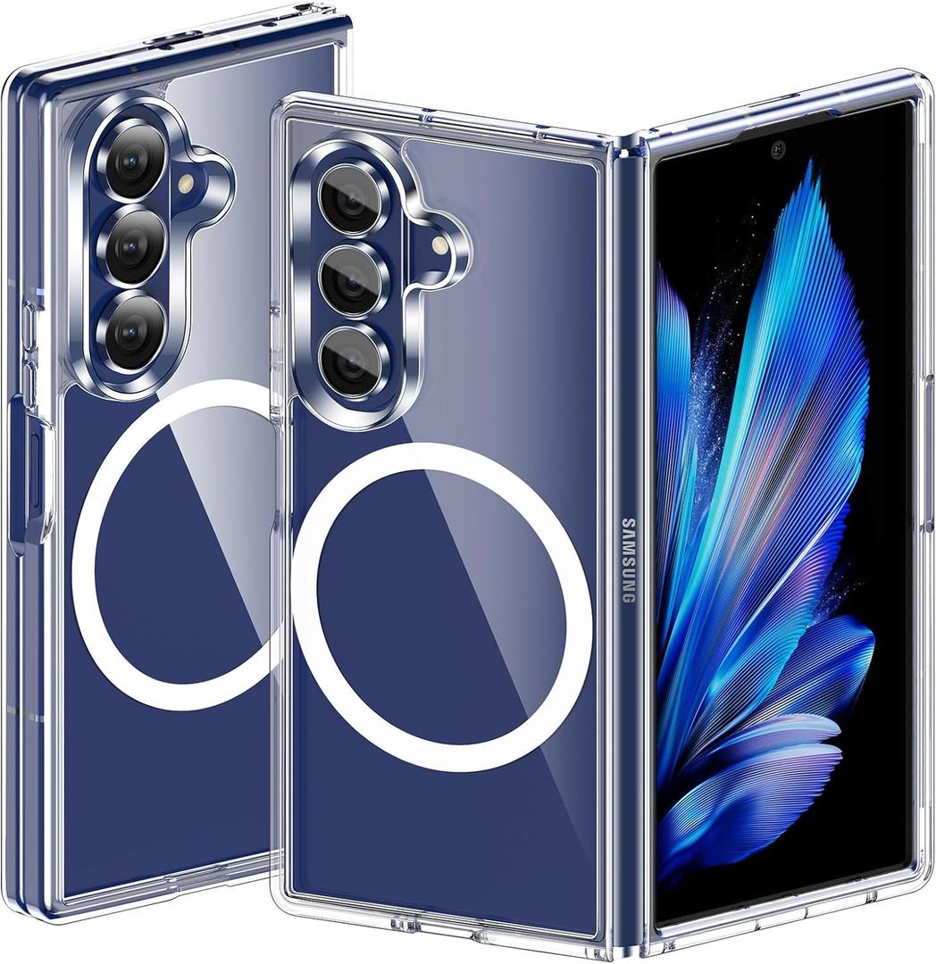 for Samsung Galaxy Z Fold 7 Case Magnetic, Z Fold 7 Case [Compatible with MagSafe], Transparent Ultra-Slim Fit Shockproof Anti Yellowing Phone Cover for Samsung ZFold7, Clear