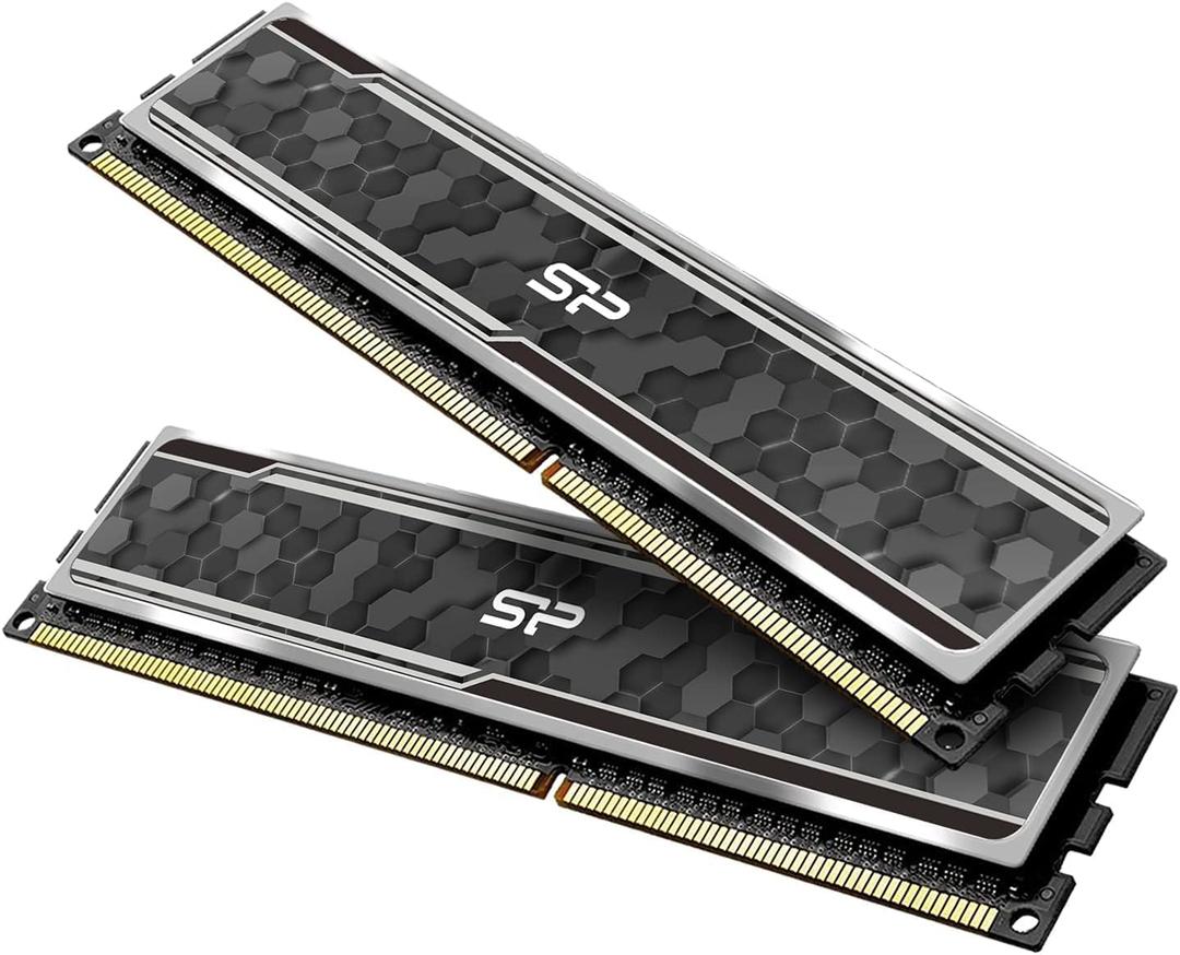 Silicon Power Value Gaming DDR4 RAM 16GB (2x8GB) 3200MHz (PC4 25600) 288-pin CL16 1.35V UDIMM Desktop Memory Module with Heatsink Grey SU016GXLZU320BDAJ5 (Dual-Channel (Camouflage Grey))