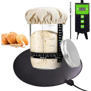Sourdough Starter Warmer with Digital Heating thermostat, Multi Functional pad for Brewing & Fermentation, sourdough heating mat Ideal for Kitchen and Home Baking (Black)