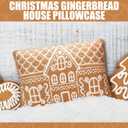 Tudomro Christmas Gingerbread House Pillow Covers 12x20 Inch Gingerbread House Shaped Embroidered Sherpa Holiday Decorative Throw Pillow Cases for Xmas Home Bedroom Couch (Retro, Brown)