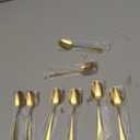 Gold Serving Spoons 8 Pieces, ReaNea Stainless Steel Serving Utensils Set inclunde 4 Serving Spoon 4 Serving Slotted Spoons, Dishwasher Safe