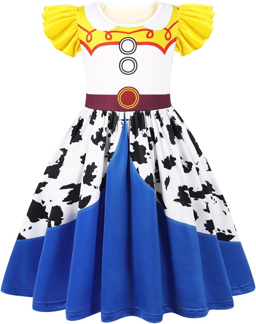 Eledobby Jessie Toy Story Costume Girls Toddler Buzz Lightyear Dress Woody Costume Christmas Birthday Gift Princess Dress Up (3-4T, Jessie)
