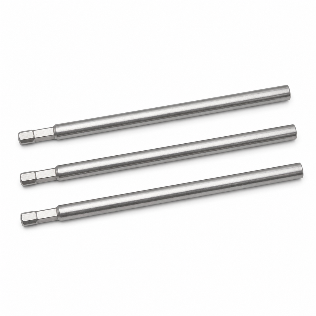QUARKZMAN 3pcs Spherical End Hex Screwdriver Bit Set 4mm (H4.0) Size 1/4" Hex Shank 100mm (4") Length Magnetic Ball End Bits Metric S2 Steel
