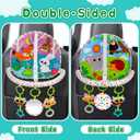 OKOOKO Car Seat Toy Rear Facing Car Seat Toy Baby Travel Toy Double-Sided with Baby Mirror Plush Toys Rattle Teether Thickened Pad Adjustable Sensory Toy for Newborn Infant