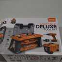 REXBETI Kids Tool Set with Tool Box and Electronic Toy Drill, Pretend Play Kids Construction Kits, Toddler Tool Set, Birthday Gifts for Kids Ages 3-8 Years Old