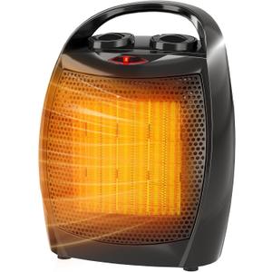 Garvee Portable Electric Space Heater - Thermostat 1500W/750W, 2-in-1 Fast Heating Ceramic Desk Heater & Fan, Safe Quiet <45 dB for Office, Room, Tip-Over Overheat Protection, Heater with Fan, Balck