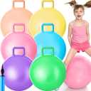 Lewtemi 2 Pcs Hopper Ball Carnival Outdoor Games 22 Inch Jumping Hopping Inflatable Bouncing Ball with Handle and Air Pump for Kids Sport Exercise(Light Colors)