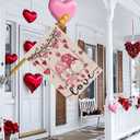 Valentines Day Romantic Swing Gnome Love Hearts House Flag Big Large Burlap 28X40 Inch Vertical Double Sided Outside Yard Holiday Outdoor Farmhouse Decoration