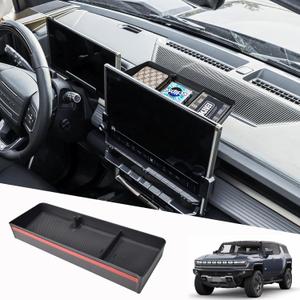 Center Console Dashboard Organizer Compatible with 2022-2026 GMC Hummer EV Pickup/SUV Interior Accessories, Armrest Dash Storage Box Insert Tray Mount Holder (for 13.4in Touchscreen Display)
