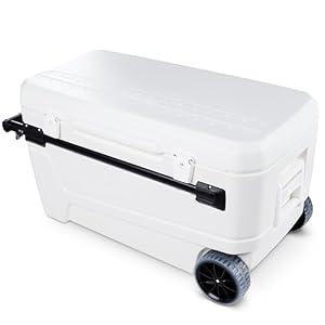 Igloo MaxCold Glide Coolers 110 QT, Insulated Portable Rolling Cooler with Soft Ride Wheels, 168 Can Capacity, Leak-Proof, 5-day Ice Retention