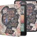 Case for All-New Kindle Paperwhite 12th Gen 2024 and Kindle Colorsoft Signature Edition, Book Lovers Gifts Lightweight PU Leather Protective Cover with Auto Sleep Wake Hand Strap
