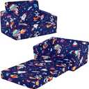 Foldable Kids Sofa,2-in-1 Flip Out Kids Couch, Convertible Sofa to Lounger for Boys Girls, Comfy Toddler Couch for Bedroom Nursery, Astronaut