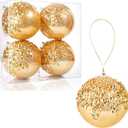 4pc Gold Christmas Ball Ornaments, Shatterproof Christmas Ball Decorations for Trees, Wedding Party Holiday Decorations (10.5CM/4")