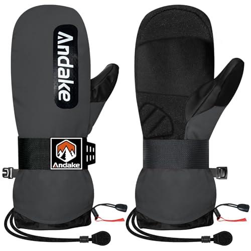 Andake Winter Ski Mittens for Men Women&Teenager,Waterproof & Insulated Snow Gloves, Warm Cold Weather Mittens,Professional Snowboard Mittens for Skiing, Snowboarding,Winter Sports, S