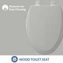 Bemis 1500EC Durable Wood Toilet Seat with Easy Clean Hinges, Made in USA, Elongated, Ice Grey