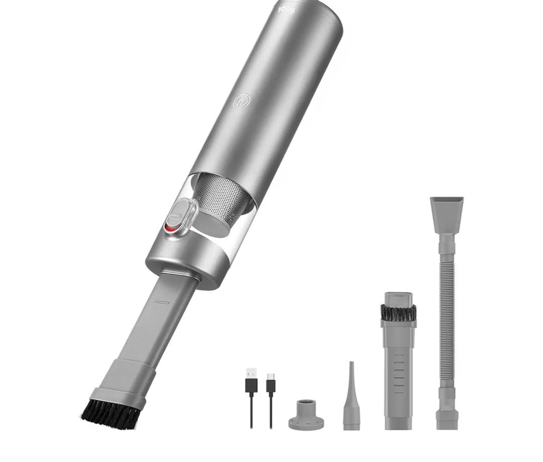 Brigii Mini Handheld Vacuum Cordless, 3 in 1-Car Vacuum & Air Duster & Hand Pump, 3 Kinds of Crevice Nozzles for Small Spaces, Crevices, Portable Rechargeable Cleaner-M1