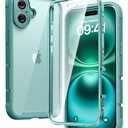 Diaclara Designed for iPhone 16 Plus Case 6.7 Inch,Upgraded [Full Camera Protection] Full Body Rugged Clear Bumper Case w/Built-in Screen Protector for 16 Plus,Green
