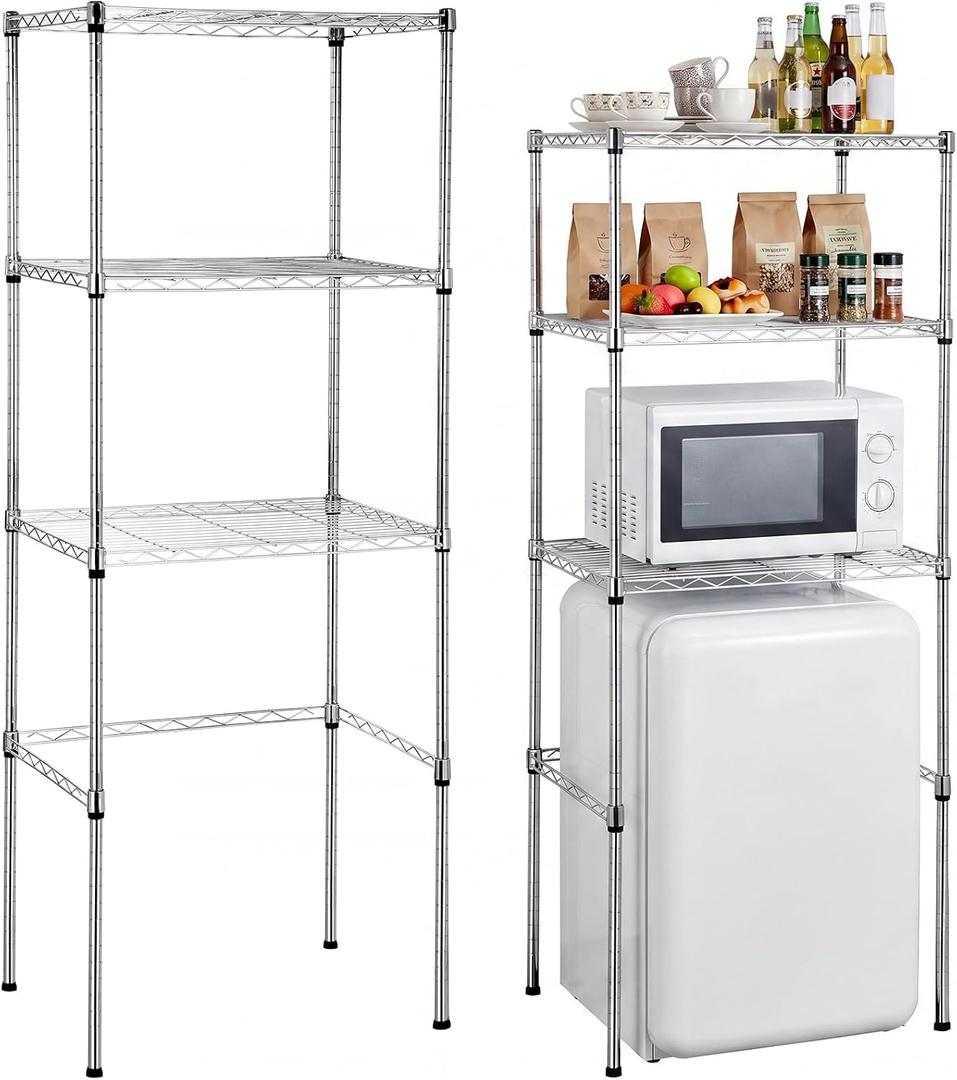 Threehoney Mini Fridge Shelf Over Fridge Storage Mini Microwave Stand for College School Dorm Office Space Dorm Room Saver Supply (3 Tier, Silver)