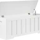 VANKILEY 47.2" Storage Chest Extra Large,Storage Trunk with 2 Safety Hinges,Wooden Storage Bench,Shoe Bench,47.2x15.7x19.1 Inch,Easy Assembly,Storage Bench for Bedroom,Living Room,entryway(White).