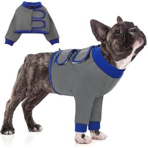 KOESON Dog Recovery Sleeve for Front Legs, Soft Pet Recovery Suit After Surgery, Adjustable Dog Leg Elbow Protector, Pet Wound Care Shirt to Stop Licking, E-Collar Cone Alternative, Grey S