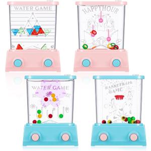 Gejoy 4 Pieces Water Games Handheld Easter Basket Stuffers for Kid Water Ring Toss Handheld Game Mini Retro Pastime Car Toys Fidget Autism Toys for Easter Children Boys Girls Birthday(Elegant Style)