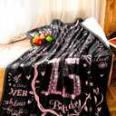 15th Birthday Blanket Gifts for Girls - Happy 15th Birthday Gift Ideas for Her - 15 Year Old Gifts for Daughter Sister Bestie - Personalized Flannel Fleece Soft Throw Blanket (60" x 50")
