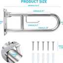 24'' Flip-Up Toliet Grab Bar with Paper Holder, Anti-Slip Knurled Grip