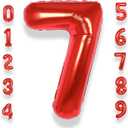 AULE 40 Inch Big Red 7 Balloon Number Large Foil Helium Number Balloons 09 Jumbo Giant Happy 7th Birthday Party Decorations for Boy or Girl Huge Mylar Anniversary Party Supplies