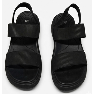 ZX Women's Platform Wedges Sandals Slingback Lightweight Elastic Ankle Strap Low Wedges Walking Sandals Comfortable Slip On Casual Shoes, Black, Size 9.5