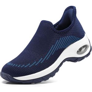 STQ Slip on Plantar Fasciitis Shoes Women Slip-on Non Slip Walking Sneakers Orthopedic Diabetic Nurse Shoes for Pregnancy, Pain Relief Navy Teal 9